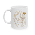 Coffee Mug — Minimal Line Art Woman with Hearts | Romantic Gift Ceramic Mug (11oz, 15oz)