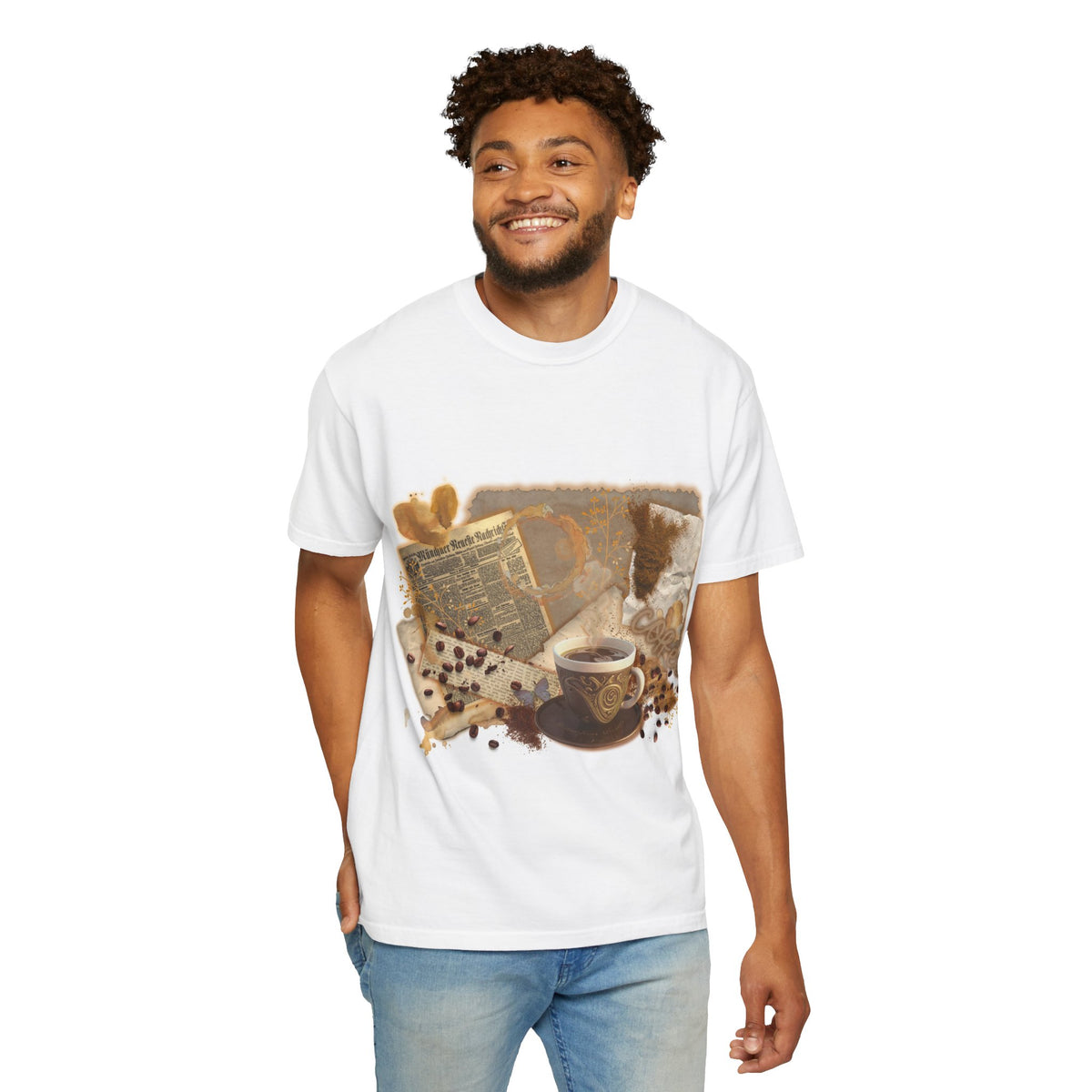 Coffee & Cozy Vintage Newspaper T-Shirt