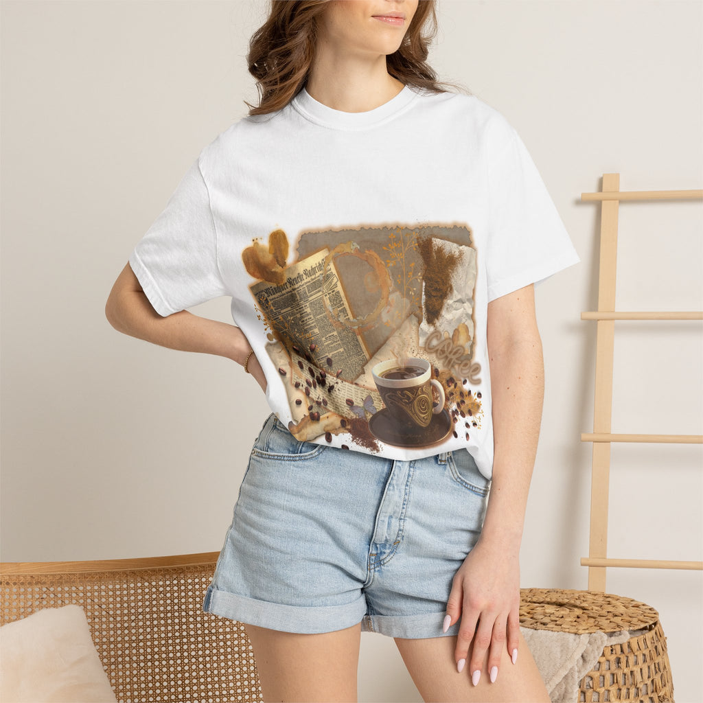 Coffee & Cozy Vintage Newspaper T-Shirt